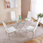 Sofa End Table with Metal Leg and Tempered Glass, Modern Space Saving Kitchen Table for Living Room Office Balcony