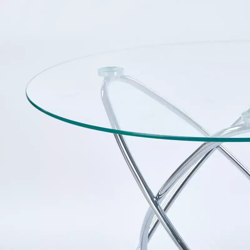Sofa End Table with Metal Leg and Tempered Glass, Modern Space Saving Kitchen Table for Living Room Office Balcony