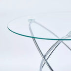 Sofa End Table with Metal Leg and Tempered Glass, Modern Space Saving Kitchen Table for Living Room Office Balcony