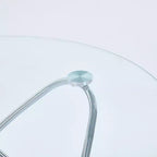 Sofa End Table with Metal Leg and Tempered Glass, Modern Space Saving Kitchen Table for Living Room Office Balcony