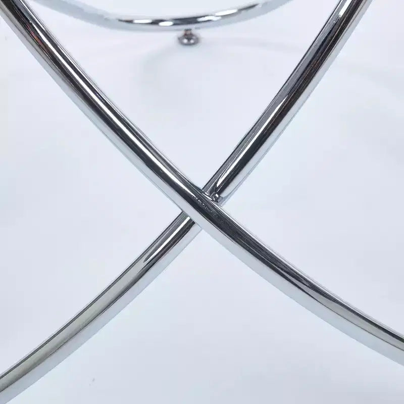 Sofa End Table with Metal Leg and Tempered Glass, Modern Space Saving Kitchen Table for Living Room Office Balcony