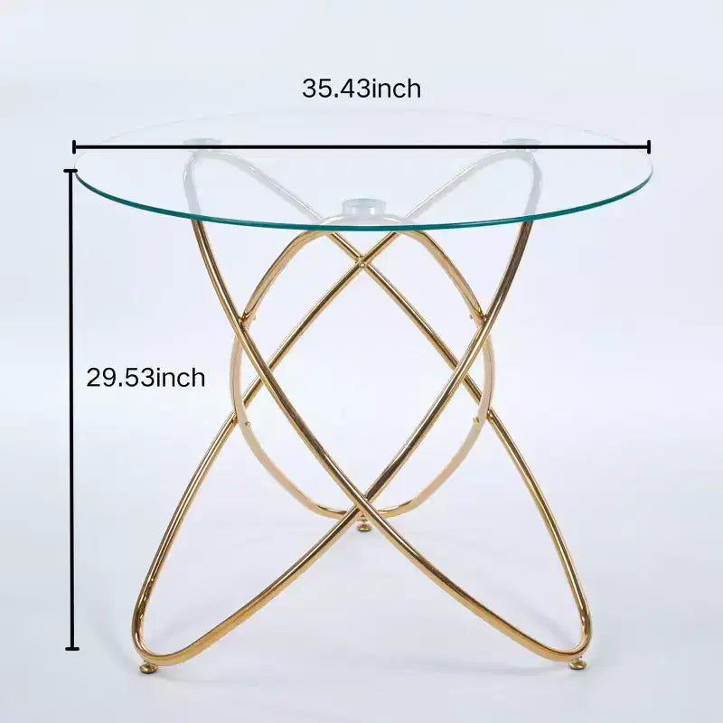 Sofa End Table with Metal Leg and Tempered Glass, Modern Space Saving Kitchen Table for Living Room Office Balcony