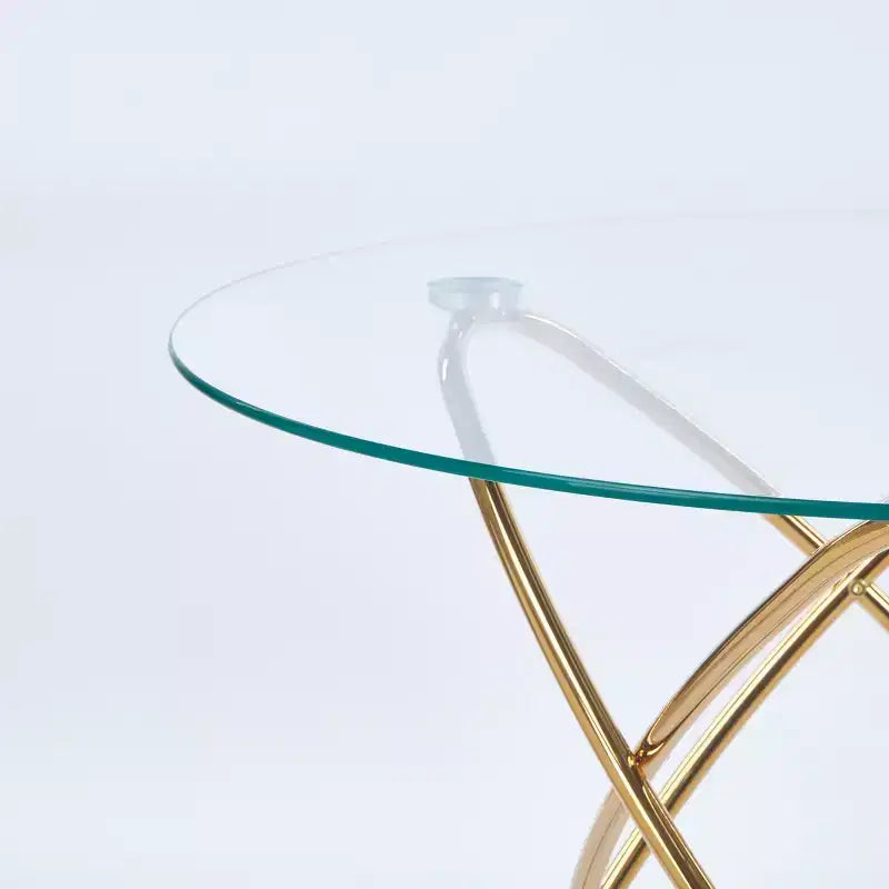 Sofa End Table with Metal Leg and Tempered Glass, Modern Space Saving Kitchen Table for Living Room Office Balcony