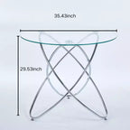 Sofa End Table with Metal Leg and Tempered Glass, Modern Space Saving Kitchen Table for Living Room Office Balcony
