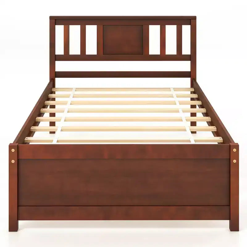 Costway Twin/Full/Queen Size Bed Frame w/ Headboard Wood Slat Support No Box Spring Needed