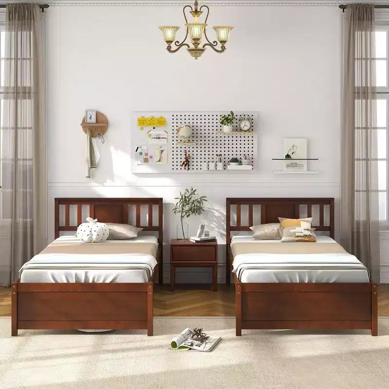 Costway Twin/Full/Queen Size Bed Frame w/ Headboard Wood Slat Support No Box Spring Needed