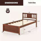 Costway Twin/Full/Queen Size Bed Frame w/ Headboard Wood Slat Support No Box Spring Needed