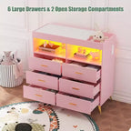 Table Dresser with Drawers, Baby Dresser with Changing Table Top, Power Outlet, Diaper Changing Station Nursery Organizer for Infants Newborn