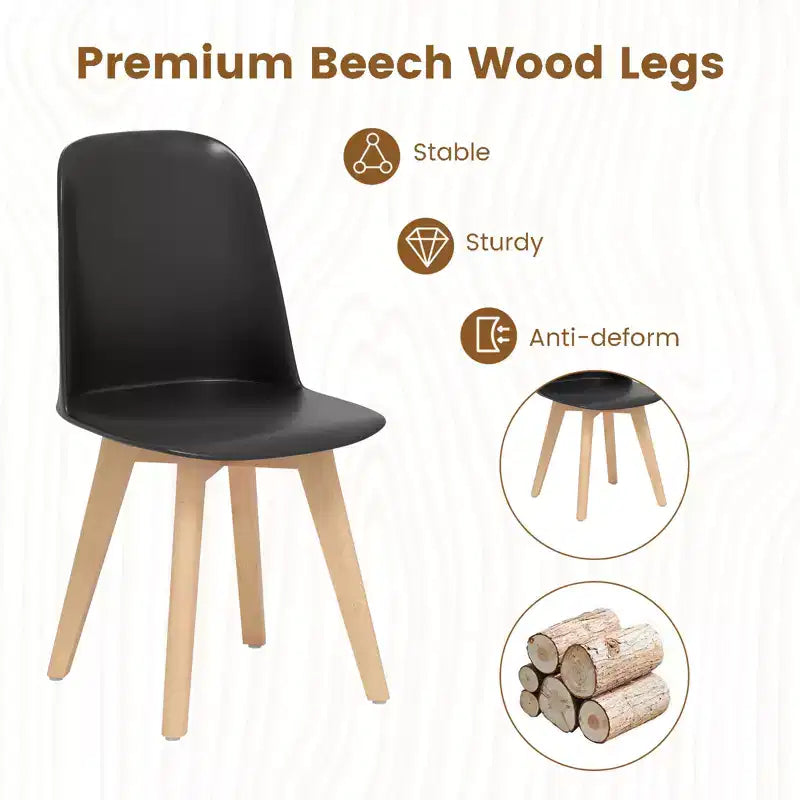 Costway Modern Dining Chairs Set of 2 Armless Kitchen Chairs 330 LBS Load Capacity