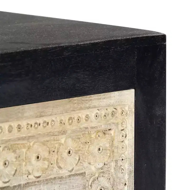 vidaXL Hand Carved Bedside Cabinet Gray 15.7x11.8x19.7 Solid Mango Wood