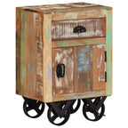 vidaXL Bedside Cabinet with Wheels 15.7x11.8x22.4 Solid Reclaimed Wood