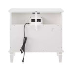 Modern End Table with Charging Station, Wooden Nightstand with Storage, Small Coffee Table, Sofa Side Table for Living Room Bedroom