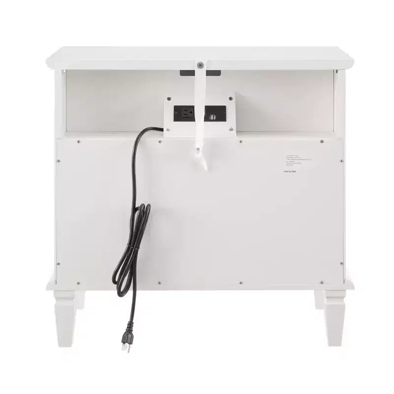 Modern End Table with Charging Station, Wooden Nightstand with Storage, Small Coffee Table, Sofa Side Table for Living Room Bedroom