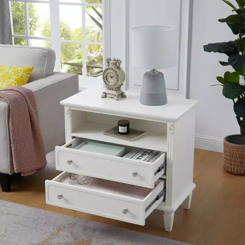 Modern End Table with Charging Station, Wooden Nightstand with Storage, Small Coffee Table, Sofa Side Table for Living Room Bedroom