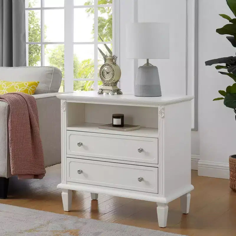 Modern End Table with Charging Station, Wooden Nightstand with Storage, Small Coffee Table, Sofa Side Table for Living Room Bedroom