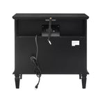 Modern End Table with Charging Station, Wooden Nightstand with Storage, Small Coffee Table, Sofa Side Table for Living Room Bedroom