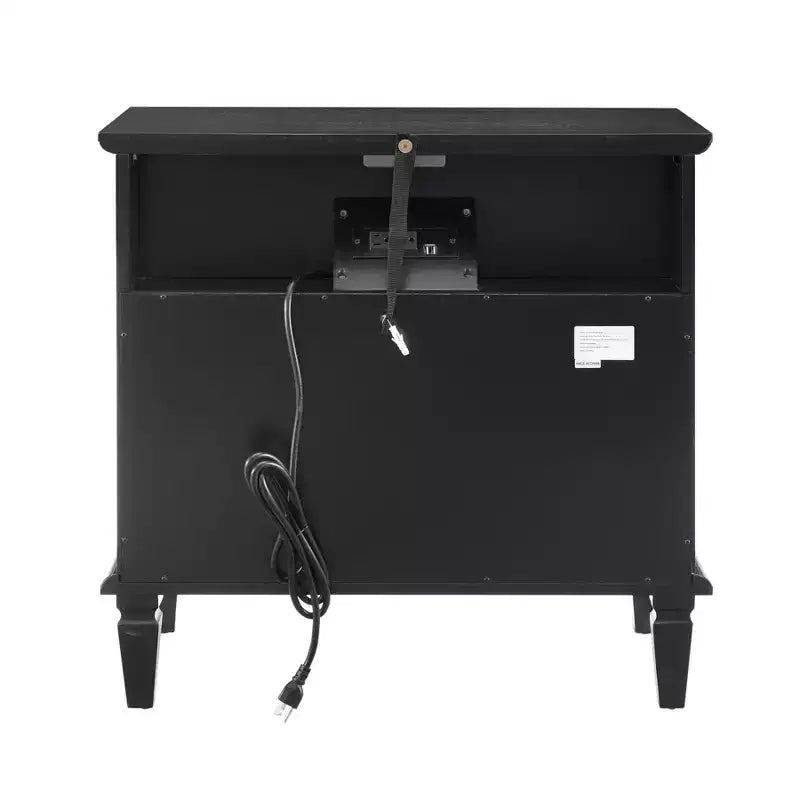 Modern End Table with Charging Station, Wooden Nightstand with Storage, Small Coffee Table, Sofa Side Table for Living Room Bedroom