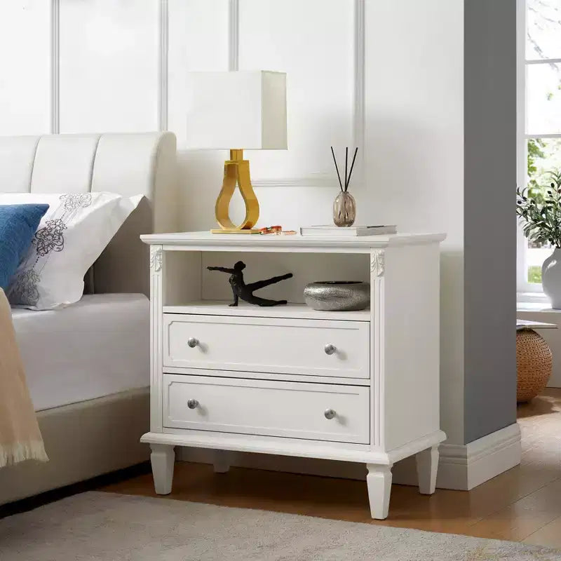 Modern End Table with Charging Station, Wooden Nightstand with Storage, Small Coffee Table, Sofa Side Table for Living Room Bedroom