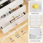 Costway 2PCS 3 Drawer Dresser 37.5 Tall Dresser Chest of Drawers w/ Flip-up Fluted Glass Door
