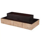59 Natural and Black Solid Wood Block Coffee Table