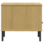 vidaXL Bedside Table Bedroom Nightstand with Metal Legs Solid Wood Pine OSLO