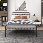 GDFStudio Bronte Modern Metal Platform Bed Frame with Headboard, Footboard and Under Bed Storage