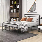 GDFStudio Bronte Modern Metal Platform Bed Frame with Headboard, Footboard and Under Bed Storage