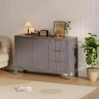 46.5 Fluted Sideboard Buffet Cabinet, Accent Coffee Bar Cabinet with 3 Drawers, Wooden Media Console Table TV Stand, Floor Cupboard Cabinet