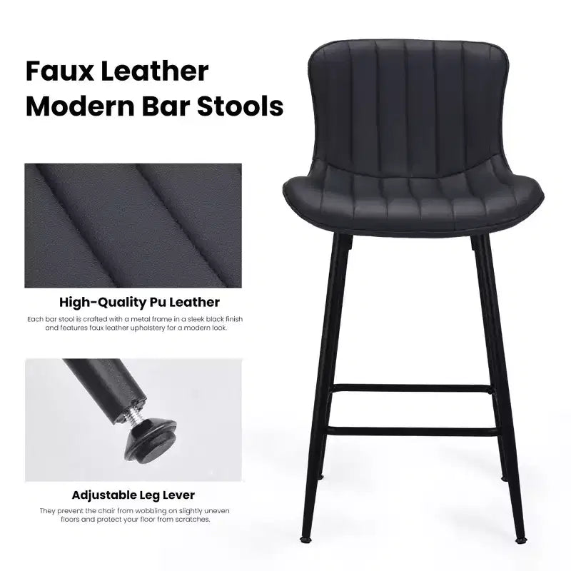 TUYOHW PU Leather Counter Height Bar Stools Set of 2,Swivel Bar Chairs with Ergonomic Seat,Dining Room Chairs for Kitchen Island,Office,Bar