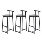 TUYOHW Counter Height Bar Stools Set of 3,Bar Chairs with Ergonomic Backrest & Steel Base,Armless Chairs for Kitchen Island,Home Bar,Dining Room