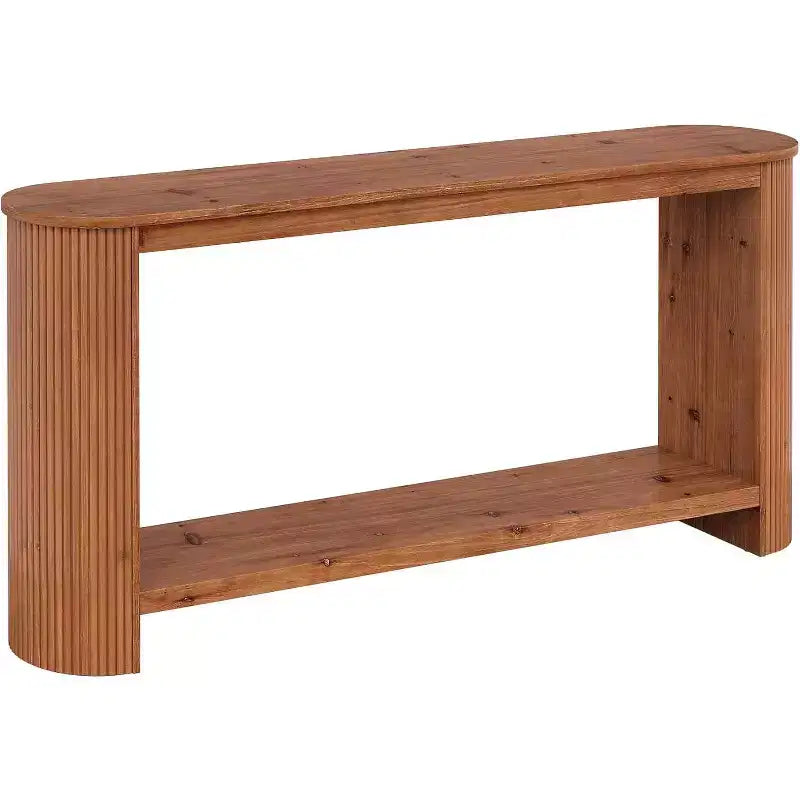 Lantine 63 Long Solid Wood Console Table, Farmhouse 2-Tier Narrow Sofa Entryway Table for Living Room, Hallway, Easy Assembly