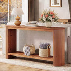 Lantine 63 Long Solid Wood Console Table, Farmhouse 2-Tier Narrow Sofa Entryway Table for Living Room, Hallway, Easy Assembly