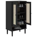 vidaXL Shoe Cabinet Accent Storage Organizer SENJA Rattan Look Solid Wood