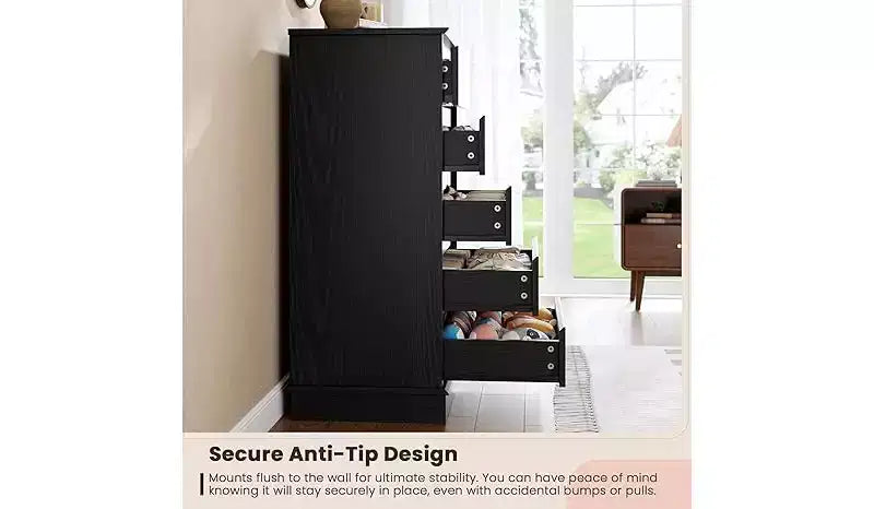 5 Drawer Dressers,Chest of Drawers with Deep Drawers,Large Double Dresser for Closet with Wide Top,Tall Wooden Dresser for Living Room, Bedroom