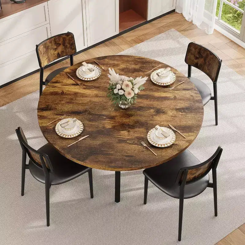 COZONY 47 Round Dining Table for 4-6, Space-Saving Kitchen Table with Metal Frame, Modern Circle Dining Room Table for Small Spaces (Table Only)