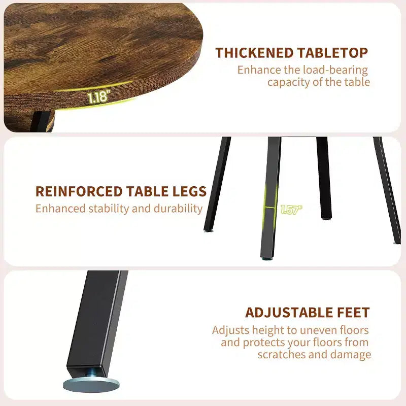COZONY 47 Round Dining Table for 4-6, Space-Saving Kitchen Table with Metal Frame, Modern Circle Dining Room Table for Small Spaces (Table Only)