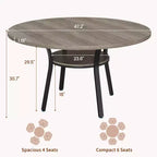 COZONY 47 Round Dining Table for 4-6, Space-Saving Kitchen Table with Metal Frame, Modern Circle Dining Room Table for Small Spaces (Table Only)