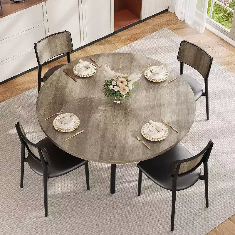 COZONY 47 Round Dining Table for 4-6, Space-Saving Kitchen Table with Metal Frame, Modern Circle Dining Room Table for Small Spaces (Table Only)