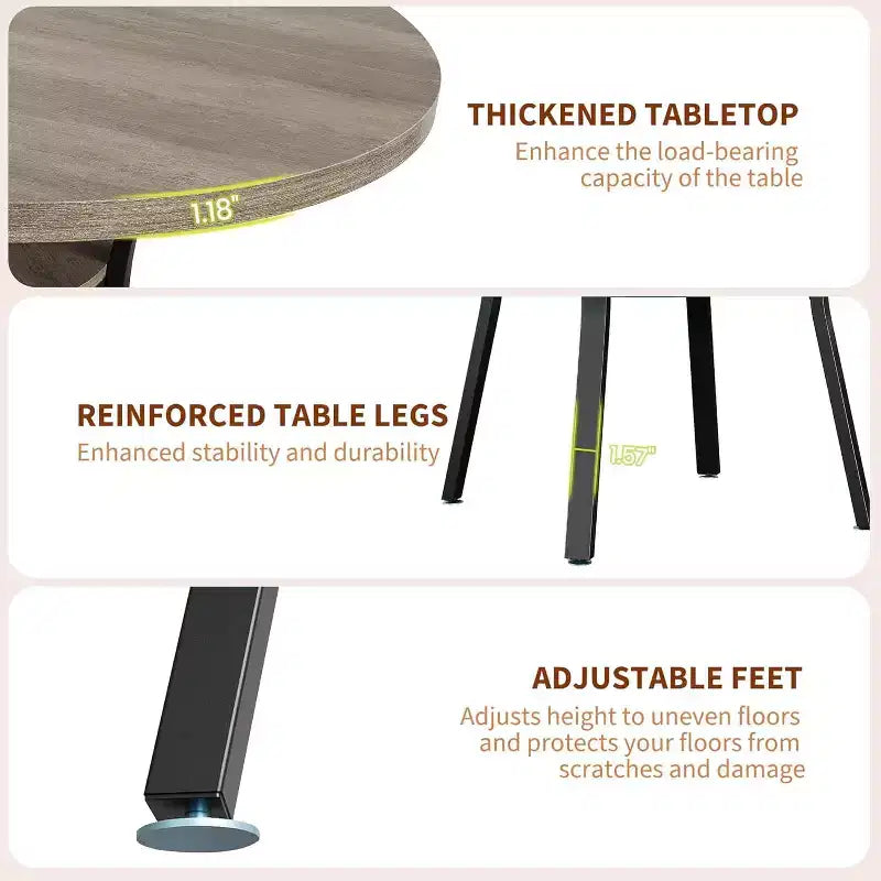 COZONY 47 Round Dining Table for 4-6, Space-Saving Kitchen Table with Metal Frame, Modern Circle Dining Room Table for Small Spaces (Table Only)