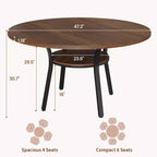 COZONY 47 Round Dining Table for 4-6, Space-Saving Kitchen Table with Metal Frame, Modern Circle Dining Room Table for Small Spaces (Table Only)