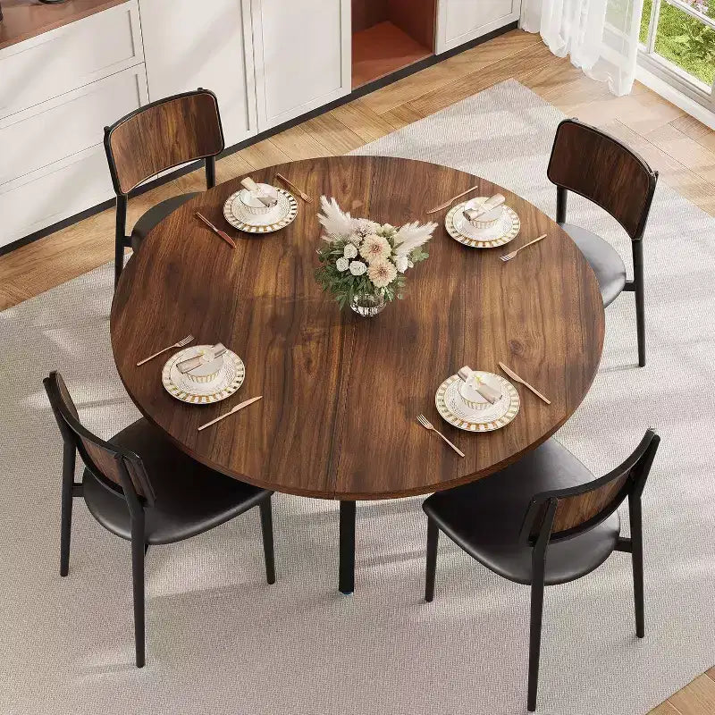COZONY 47 Round Dining Table for 4-6, Space-Saving Kitchen Table with Metal Frame, Modern Circle Dining Room Table for Small Spaces (Table Only)