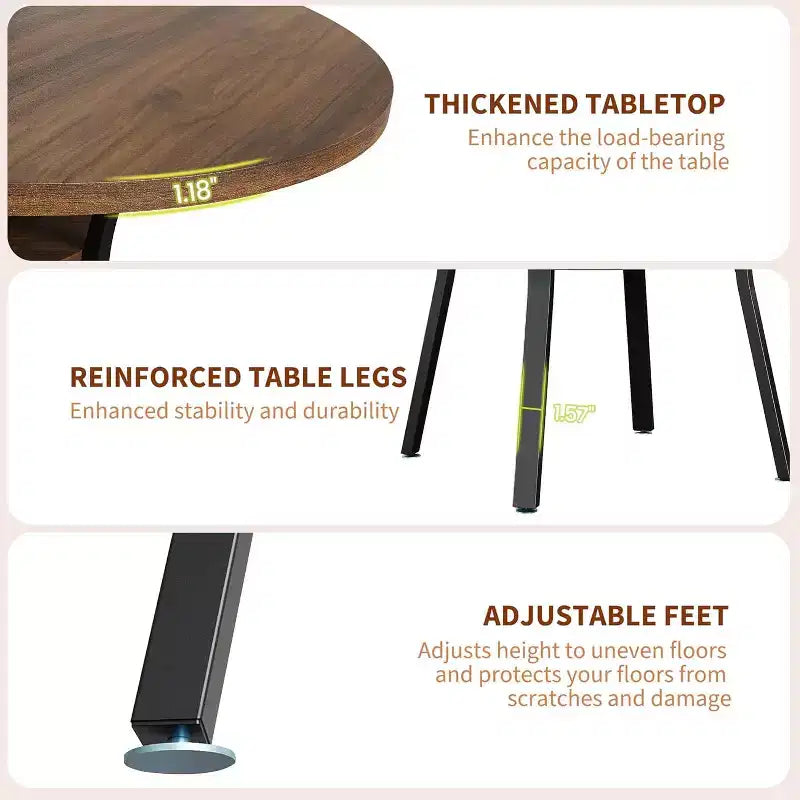 COZONY 47 Round Dining Table for 4-6, Space-Saving Kitchen Table with Metal Frame, Modern Circle Dining Room Table for Small Spaces (Table Only)