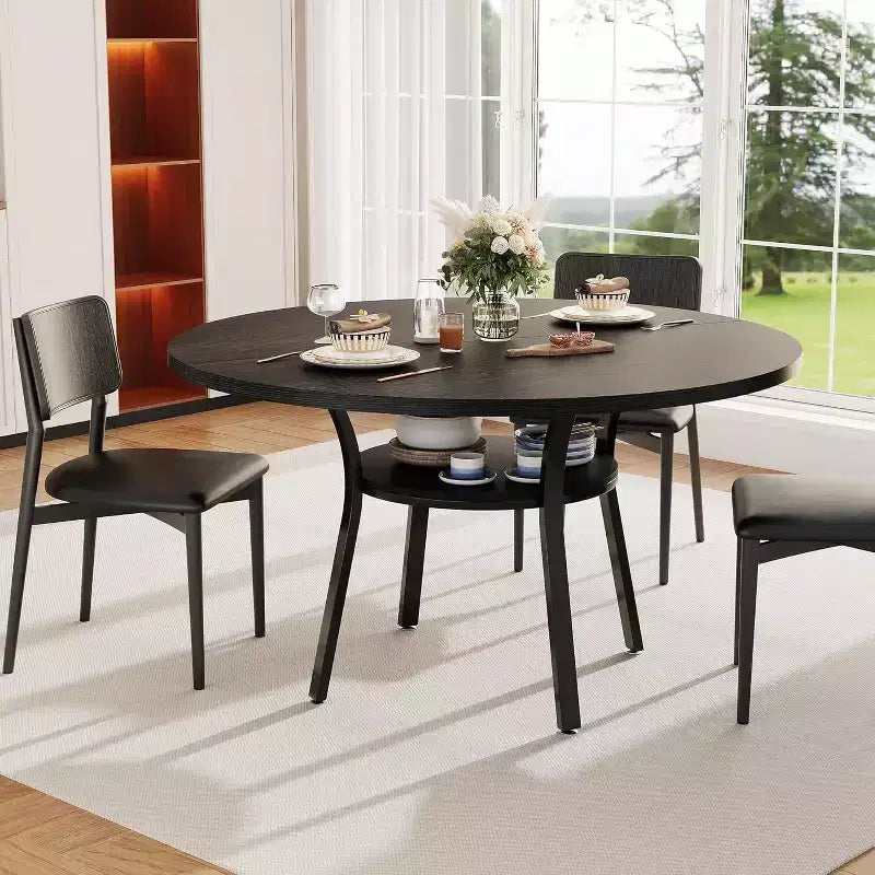 COZONY 47 Round Dining Table for 4-6, Space-Saving Kitchen Table with Metal Frame, Modern Circle Dining Room Table for Small Spaces (Table Only)