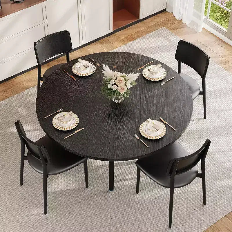 COZONY 47 Round Dining Table for 4-6, Space-Saving Kitchen Table with Metal Frame, Modern Circle Dining Room Table for Small Spaces (Table Only)