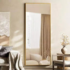 Large Mirrors Wall 65 inchx24 inch Full Length Mirror with Stand Gold Aluminum Alloy Frame Floor Standing Mirror Bedroom Living