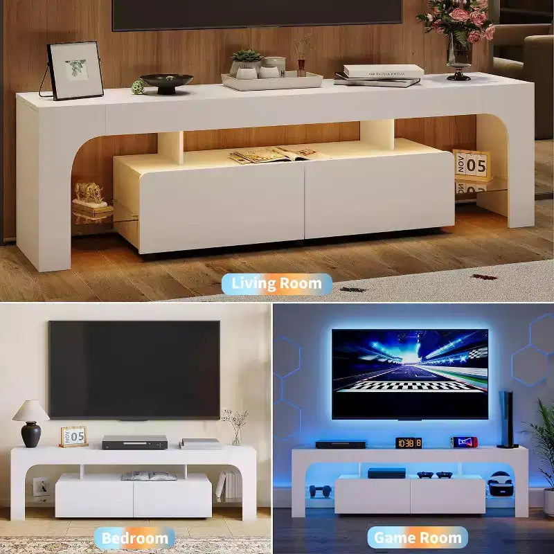 COZONY Modern TV Stand with Storage, Entertainment Center Cabinet with Drawers and Shelves for Living Room