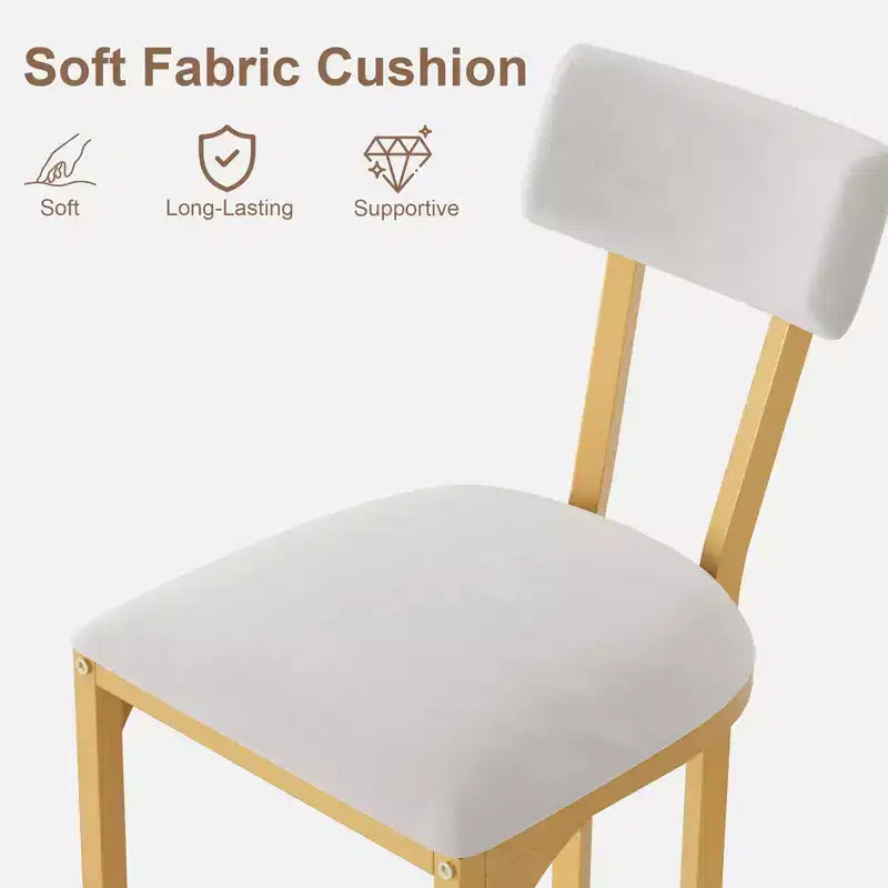 Bar Stools Set, Counter Height Bar Stools for Kitchen Counter, Island Chairs, Modern Tall Barstools with Back, Metal Counter Stools with Upholstered