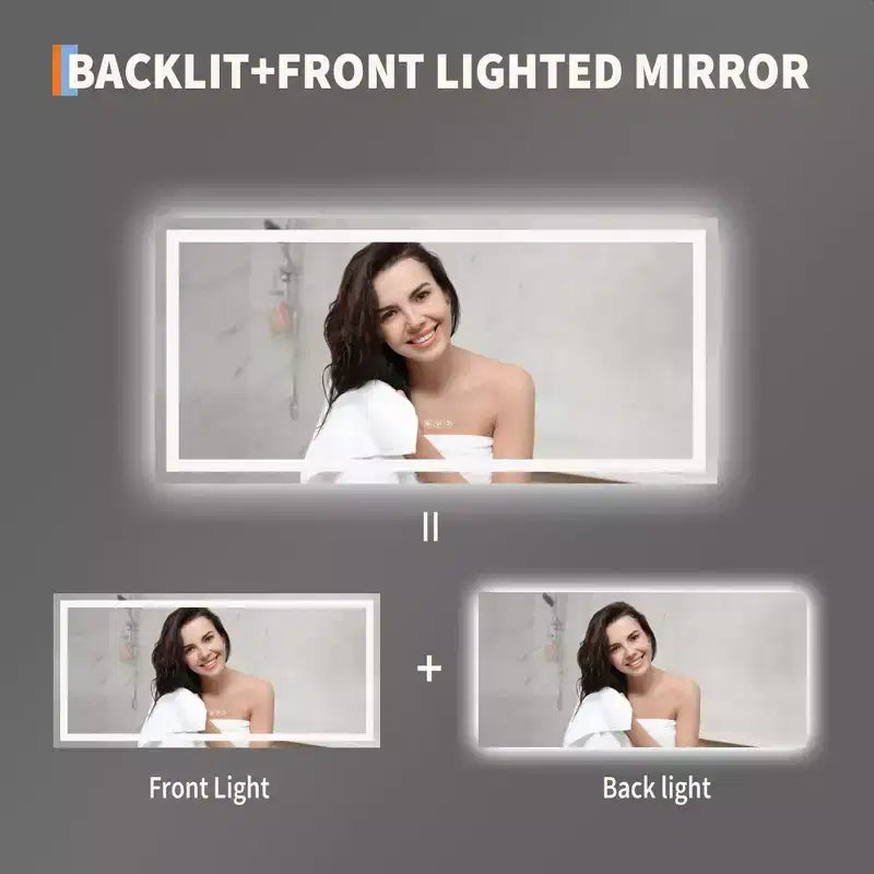 COZONY 20 /60 Bathroom Mirror with Lights, Dimmable, Anti-Fog, Shatter-Proof, Memory Function, Backlit and Front Lit, Vanity Mirror