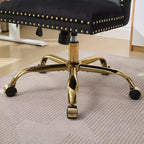 TUYOHW Modern Swivel Home Office Chair with Tufted Back,Plush Velvet Computer Chair with Chrome Metal Base,19.7-22.4Adjustable Height