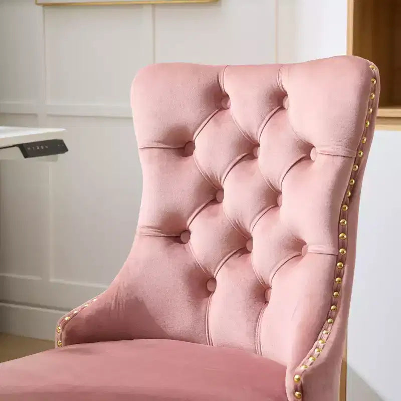 TUYOHW Modern Swivel Home Office Chair with Tufted Back,Plush Velvet Computer Chair with Chrome Metal Base,19.7-22.4Adjustable Height